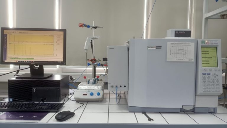 GC-2010 Plus (Shimadzu) coupled with three detectors (FID, TCD and BID), pressure valve for real time analysis of gaseous and liquid compounds.