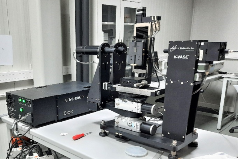 Optical characterization system by variable angle spectroscopic ellipsometer (WOOLLAM)